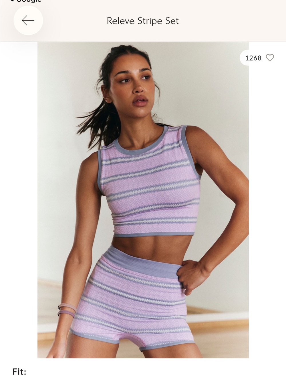 New❤️releve stripe set fp movement XS/S Pink & grey Stripe Knit top and Shorts